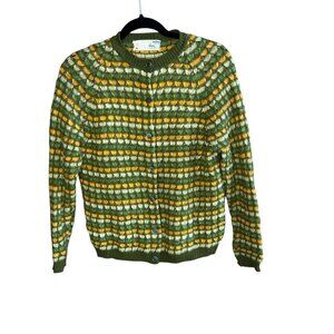 Italian Vintage Cardigan Mohair Sweater Green Orange Open Knit by Selma Hooper